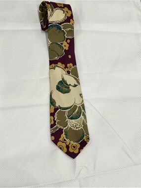 bp Floral Silk Tie in Burgundy, Olive & Yellow